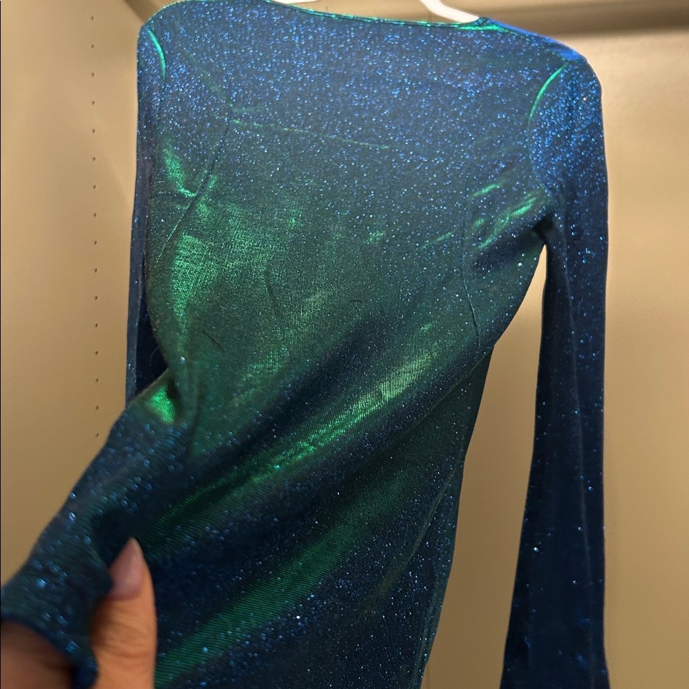 Holographic Deep V Club Dress - Picture 4 of 5